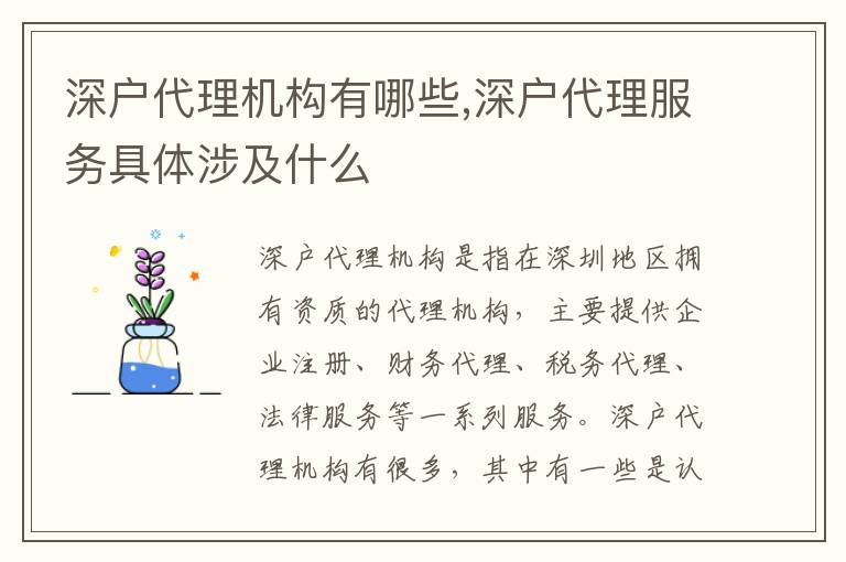 深戶代理機(jī)構(gòu)有哪些,深戶代理服務(wù)具體涉及什么