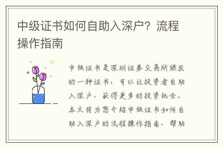 中級(jí)證書如何自助入深戶？流程操作指南