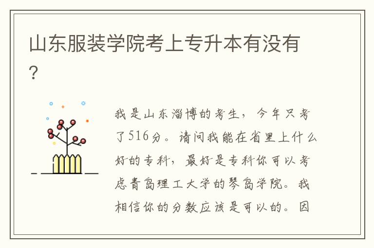山東服裝學院考上專升本有沒有?