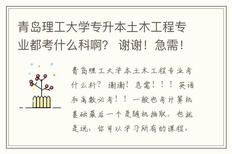 青島理工大學(xué)專升本土木工程專業(yè)都考什么科啊？ 謝謝！急需?。?！