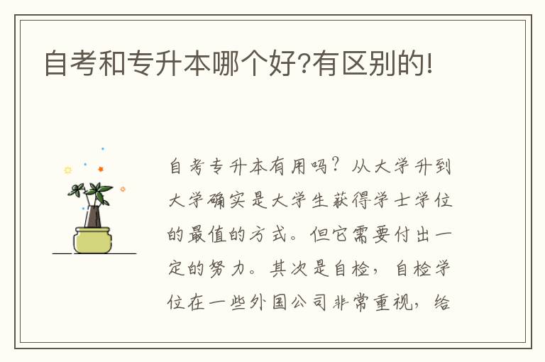 自考和專升本哪個好?有區別的!