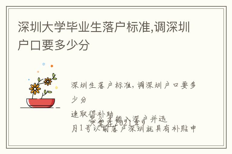 深圳大學(xué)畢業(yè)生落戶標準,調(diào)深圳戶口要多少分