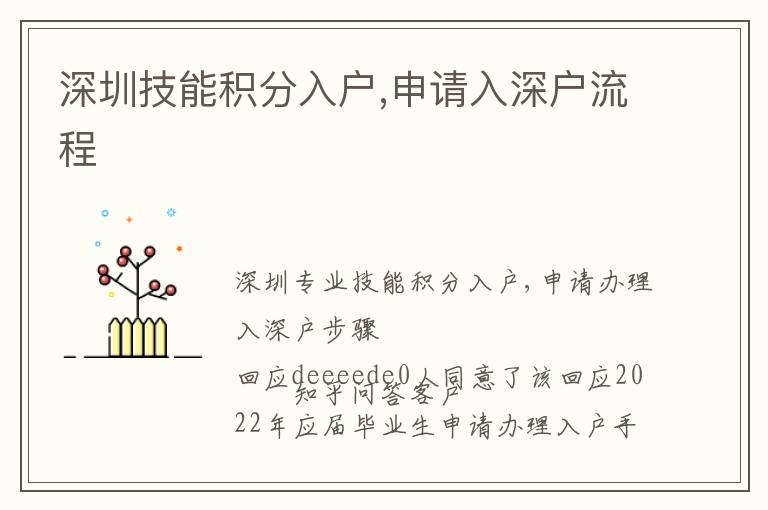 深圳技能積分入戶,申請(qǐng)入深戶流程