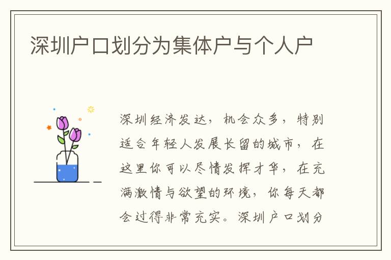 深圳戶口劃分為集體戶與個(gè)人戶
