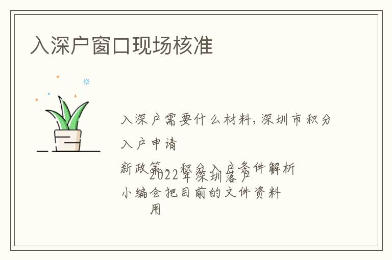 入深戶窗口現(xiàn)場核準