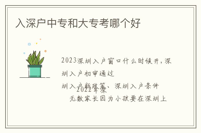 入深戶中專和大?？寄膫€好