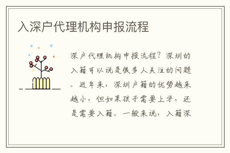 入深戶(hù)代理機(jī)構(gòu)申報(bào)流程