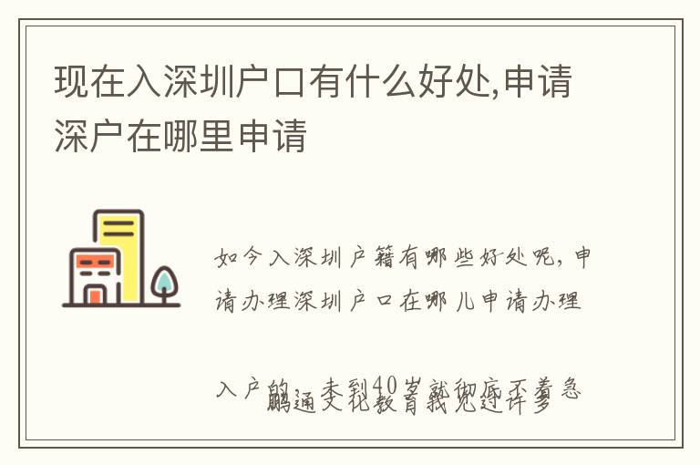 現(xiàn)在入深圳戶口有什么好處,申請深戶在哪里申請