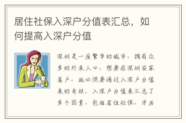 居住社保入深戶分值表匯總，如何提高入深戶分值