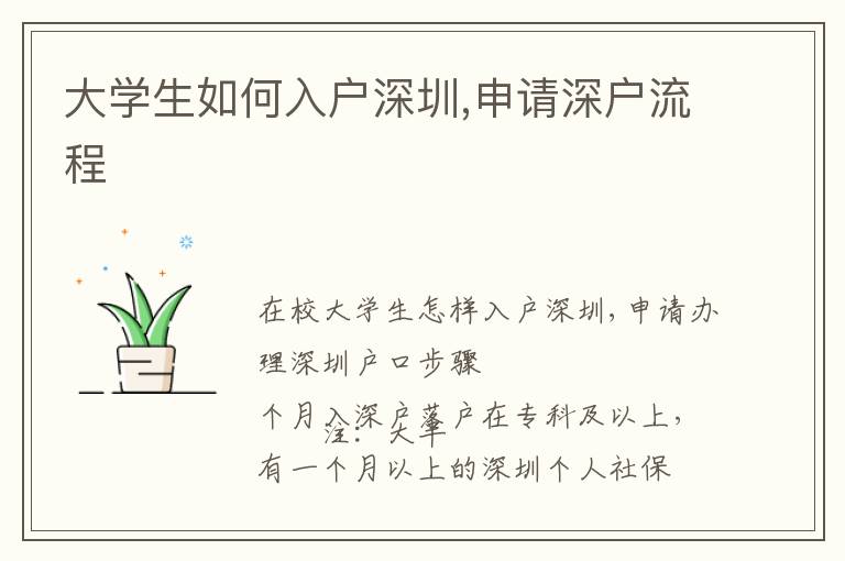 大學(xué)生如何入戶深圳,申請(qǐng)深戶流程