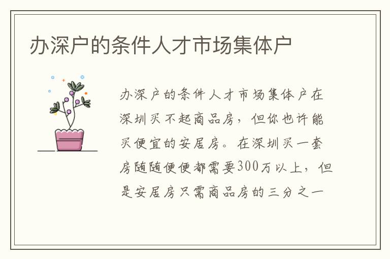 辦深戶(hù)的條件人才市場(chǎng)集體戶(hù)