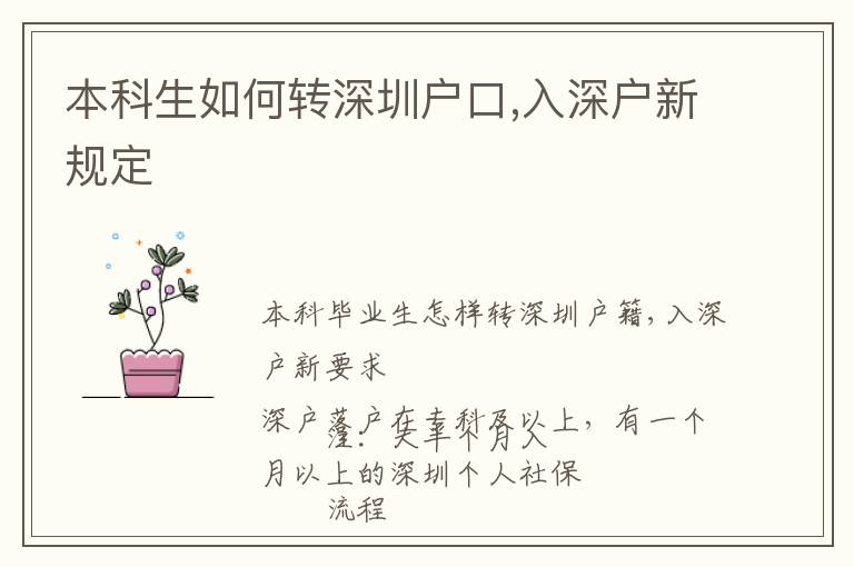 本科生如何轉(zhuǎn)深圳戶口,入深戶新規(guī)定