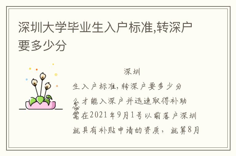 深圳大學畢業(yè)生入戶標準,轉深戶要多少分