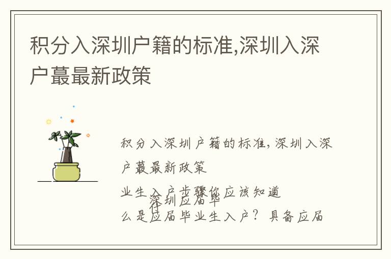 積分入深圳戶籍的標(biāo)準(zhǔn),深圳入深戶蕞最新政策