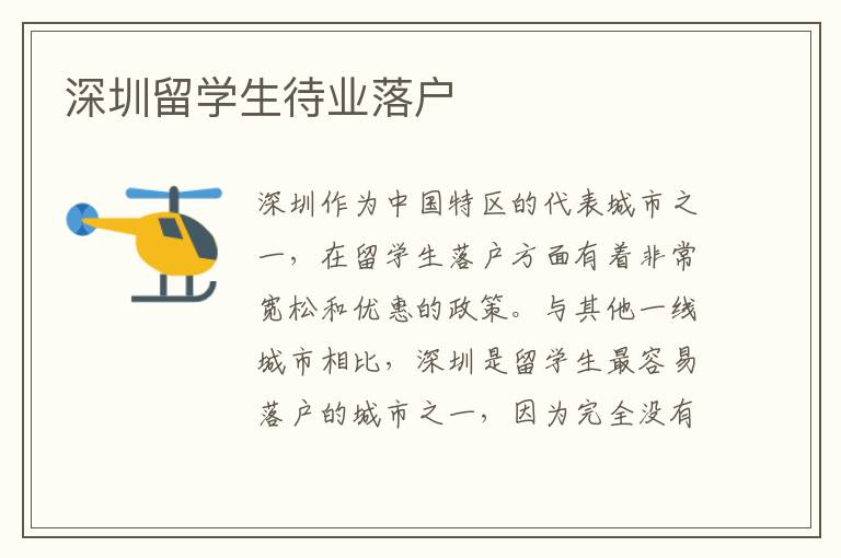深圳留學(xué)生待業(yè)落戶