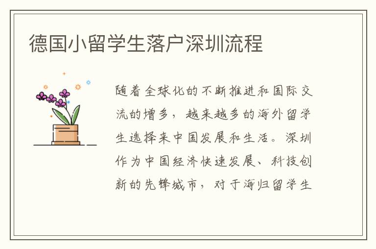 德國小留學生落戶深圳流程