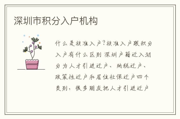 深圳市積分入戶機(jī)構(gòu)