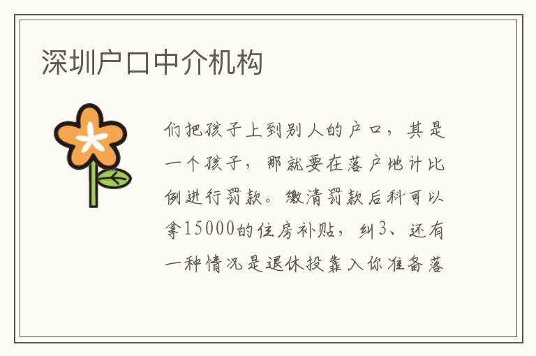 深圳戶(hù)口中介機(jī)構(gòu)