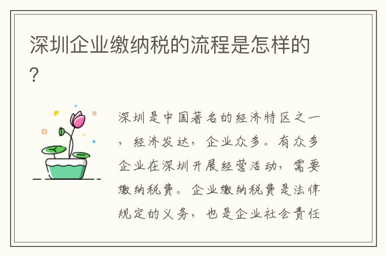 深圳企業(yè)繳納稅的流程是怎樣的？