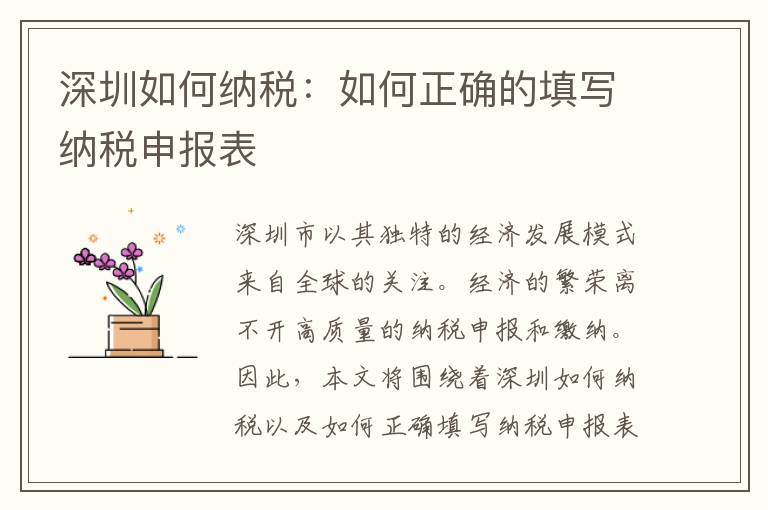 深圳如何納稅：如何正確的填寫納稅申報(bào)表